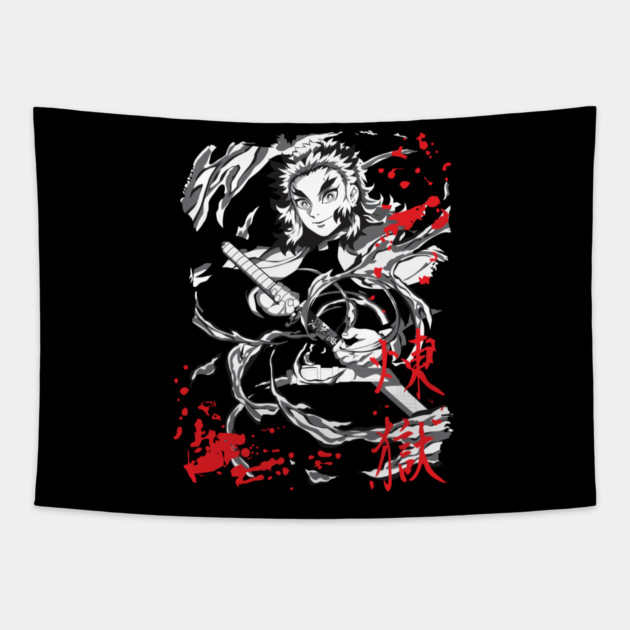 Demon Slayer Kyojuro Rengoku Flame Hashira Tapestry by Otaku Vibes