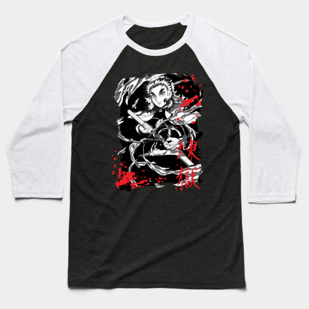 Demon Slayer Kyojuro Rengoku Flame Hashira Baseball T-Shirt by Otaku Vibes