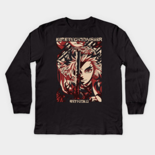 Demon Slayer Rengoku with Flame Katana Kids Long Sleeve T-Shirt