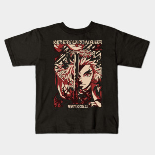 Demon Slayer Rengoku with Flame Katana Kids T-Shirt