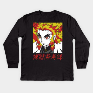 Demon Slayer Rengoku Blazing Spirit Art Kids Long Sleeve T-Shirt
