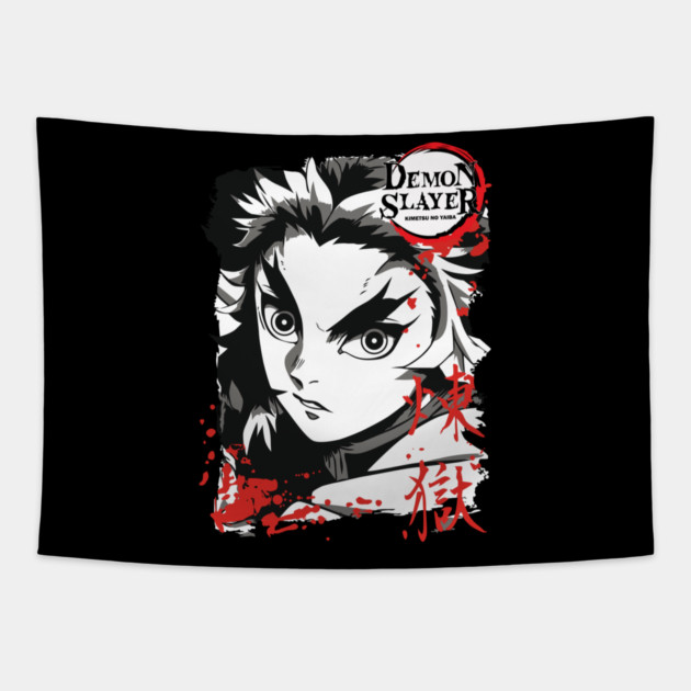 Demon Slayer Rengoku Flame Hashira Art Tapestry by Otaku Vibes