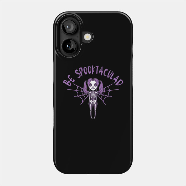 Be Spooktacular Purple Halloween Spooky Skeleton Angel Cheeky Witch® Phone Case by Cheeky Witch