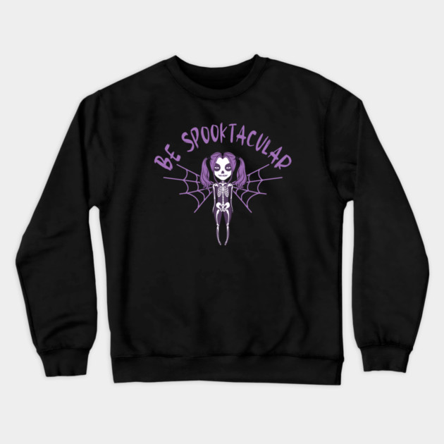 Be Spooktacular Purple Halloween Spooky Skeleton Angel Cheeky Witch® Crewneck Sweatshirt by Cheeky Witch
