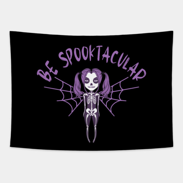 Be Spooktacular Purple Halloween Spooky Skeleton Angel Cheeky Witch® Tapestry by Cheeky Witch