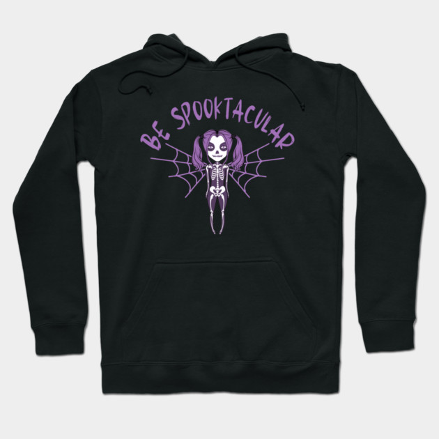 Be Spooktacular Purple Halloween Spooky Skeleton Angel Cheeky Witch® Hoodie by Cheeky Witch