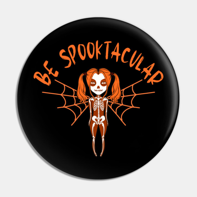 Be Spooktacular Orange Halloween Spooky Skeleton Angel Cheeky Witch® Pin by Cheeky Witch