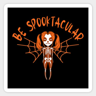 Be Spooktacular Orange Halloween Spooky Skeleton Angel Cheeky Witch® Sticker
