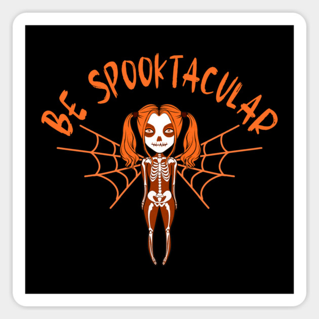 Be Spooktacular Orange Halloween Spooky Skeleton Angel Cheeky Witch® Sticker by Cheeky Witch