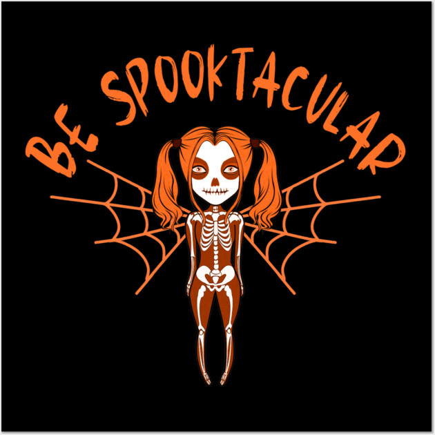 Be Spooktacular Orange Halloween Spooky Skeleton Angel Cheeky Witch® Wall Art by Cheeky Witch