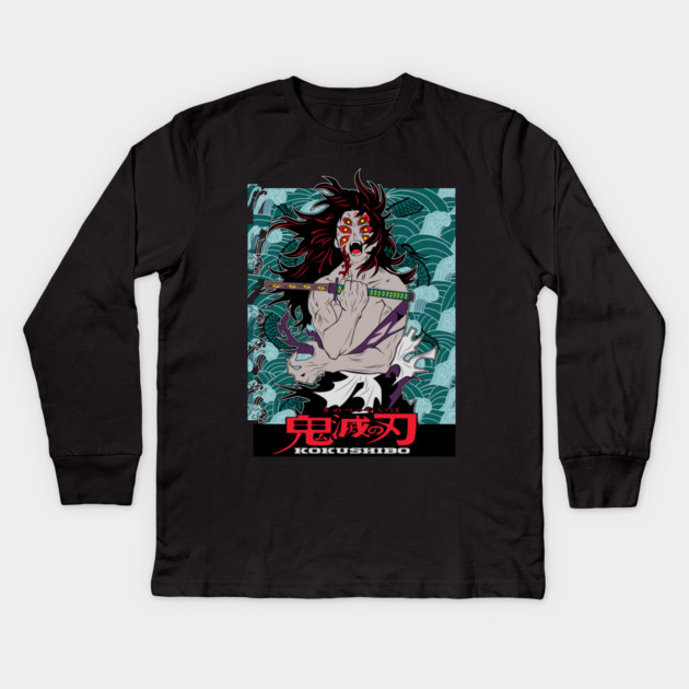 Demon Slayer Kokushibo Upper Moon One Kids Long Sleeve T-Shirt by Otaku Vibes
