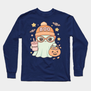 Boo Halloween with Ghost Long Sleeve T-Shirt