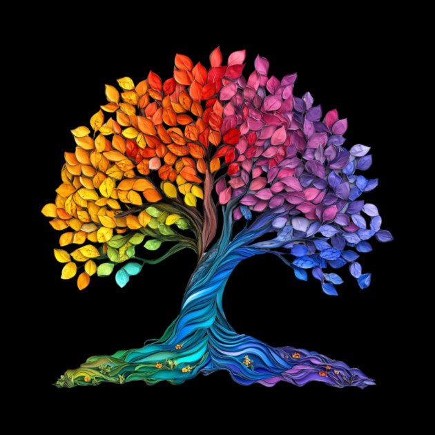 Rainbow Tree – Colorful Nature Art Graphic by Kathy Hawke