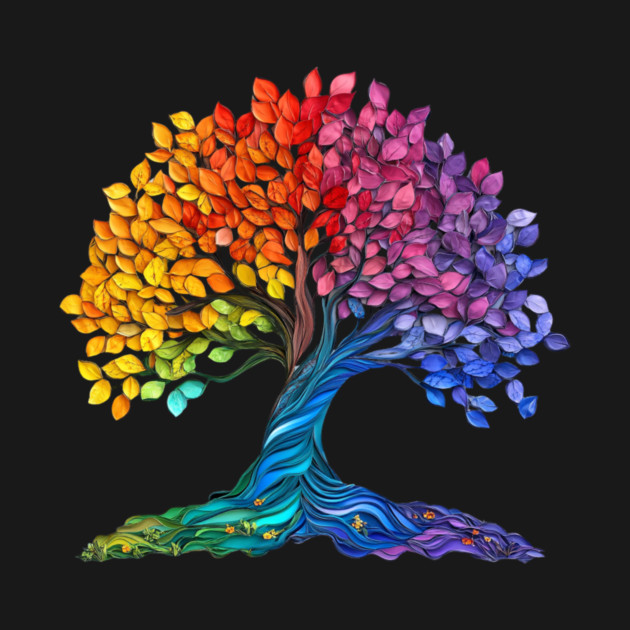 Rainbow Tree – Colorful Nature Art Graphic by Kathy Hawke
