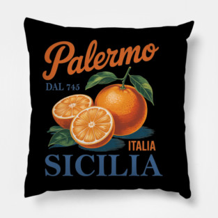 Palermo Sicilia Citrus Fruit Vintage Sicily Italy Travel Pillow