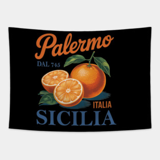 Palermo Sicilia Citrus Fruit Vintage Sicily Italy Travel Tapestry