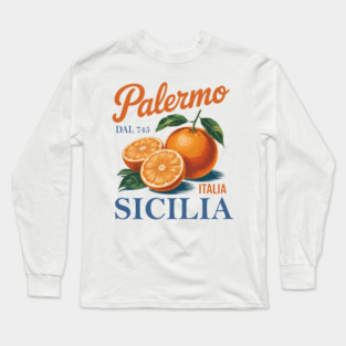 Palermo Sicilia Citrus Fruit Vintage Sicily Italy Travel Long Sleeve T-Shirt