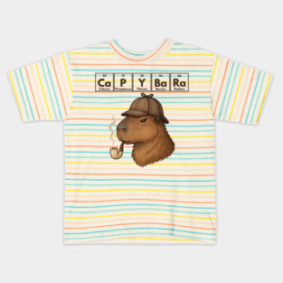 Capybara in Deerstalker, with Meerschaum Pipe, Periodic Elements. It's Elementary! Kids T-Shirt