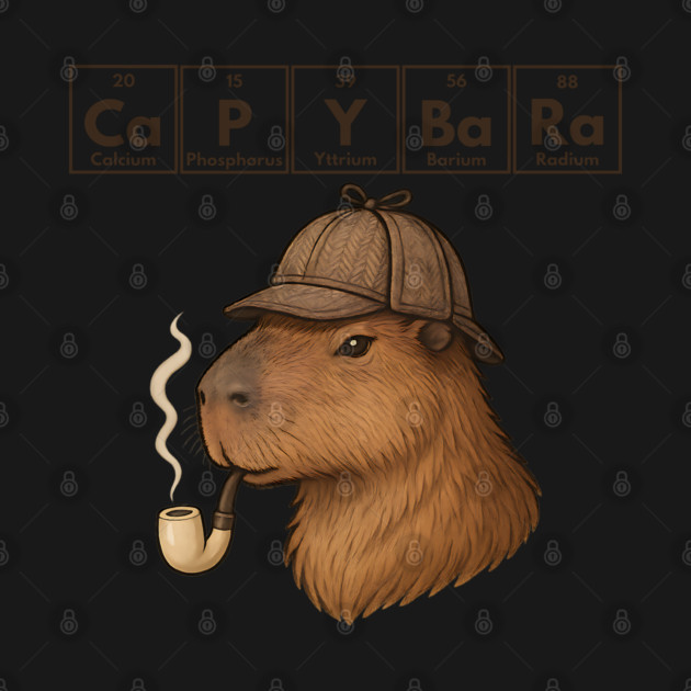 Capybara in Deerstalker, with Meerschaum Pipe, Periodic Elements. It's Elementary! by Luxinda