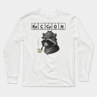 RaCCoON in Deerstalker, Meerschaum Pipe, Periodic Elements, It's Elementary! Long Sleeve T-Shirt