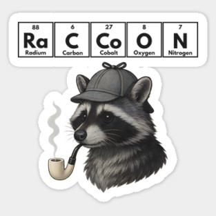 RaCCoON in Deerstalker, Meerschaum Pipe, Periodic Elements, It's Elementary! Sticker