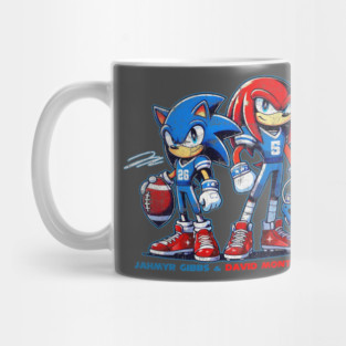 Retro Vintage Detroit Lions Montgomery Gibbs And Jahmyr Gibbs Sonic And Knuckles Mug