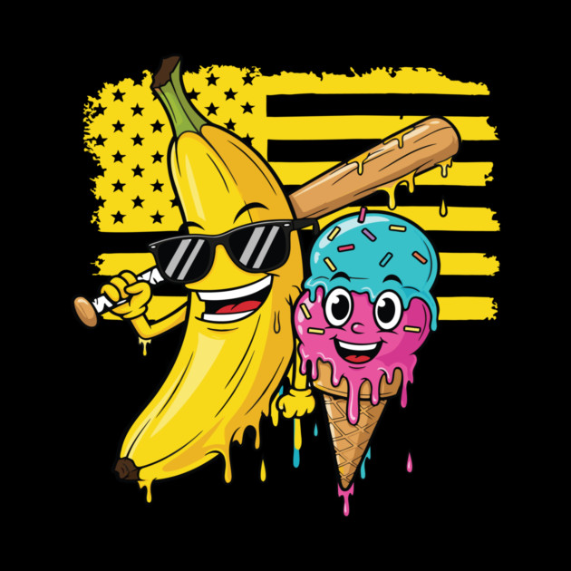 Cool Banana and Ice Cream Cartoon – Funny Summer Drip Design by PexilToPrint