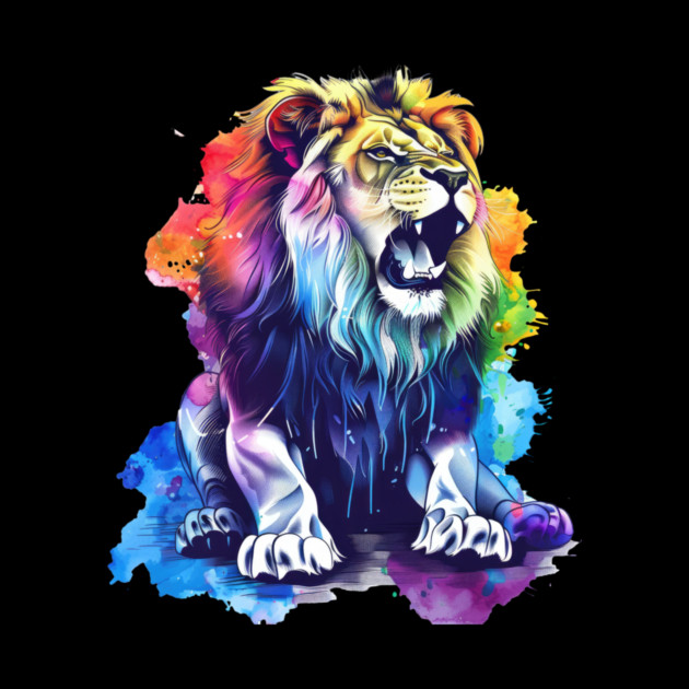 Roaring Lion – Vibrant Jungle King Art by Kathy Hawke
