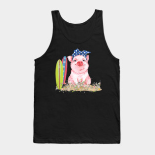 Pig Summer Pig Board Surfing Beach Paradise Summer Holiday 149 Tank Top