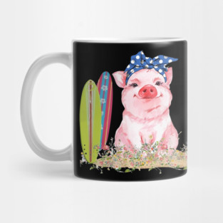 Pig Summer Pig Board Surfing Beach Paradise Summer Holiday 149 Mug