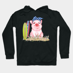 Pig Summer Pig Board Surfing Beach Paradise Summer Holiday 149 Hoodie