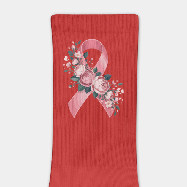 Pink Ribbon with Flowers – Breast Cancer Awareness Design by ism's Store