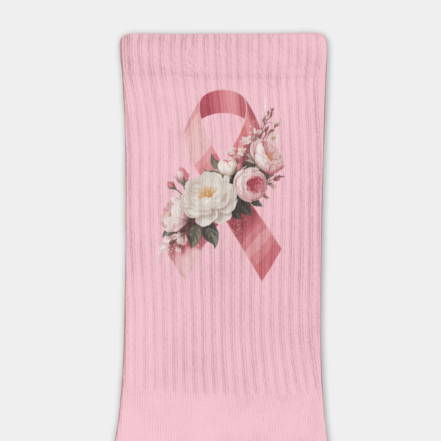 Pink Ribbon with Flowers – Breast Cancer Awareness Design by ism's Store