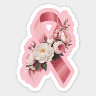 Pink Ribbon with Flowers – Breast Cancer Awareness Design Magnet