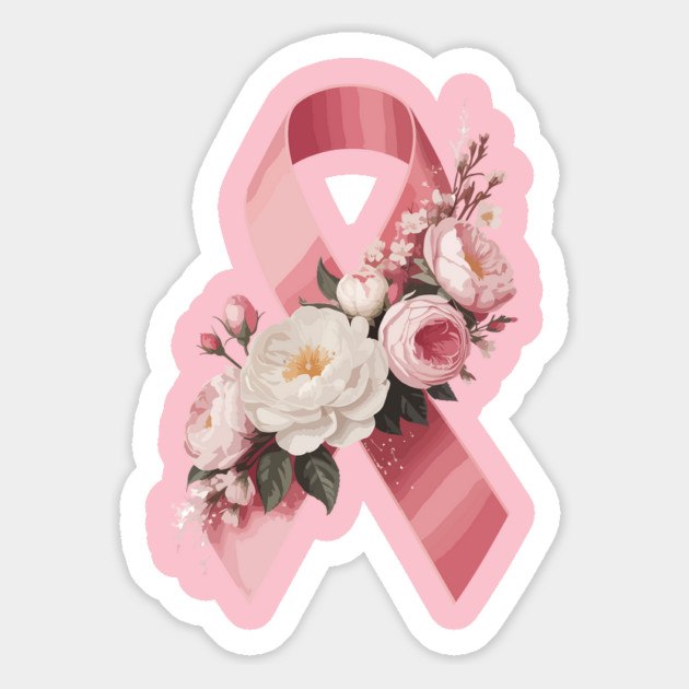 Pink Ribbon with Flowers – Breast Cancer Awareness Design Magnet by ism's Store