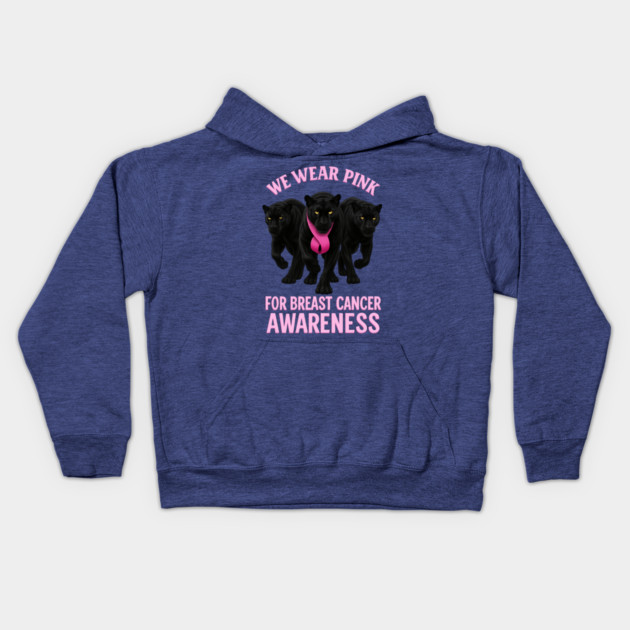 We Wear Pink Black Panther Breast Cancer Awareness Kids Hoodie by BirdsnStuff