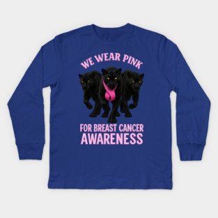 We Wear Pink Black Panther Breast Cancer Awareness Kids Long Sleeve T-Shirt