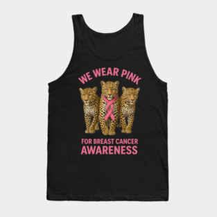 October We Wear Pink Leopard Breast Cancer Awareness Tank Top