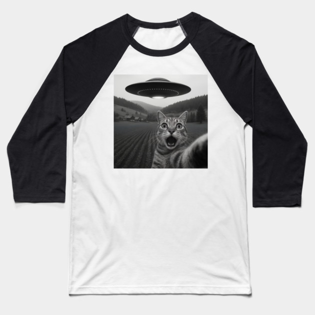 Cat Selfie UFO Baseball T-Shirt by The WYLD Tribe