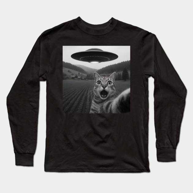 Cat Selfie UFO Long Sleeve T-Shirt by The WYLD Tribe