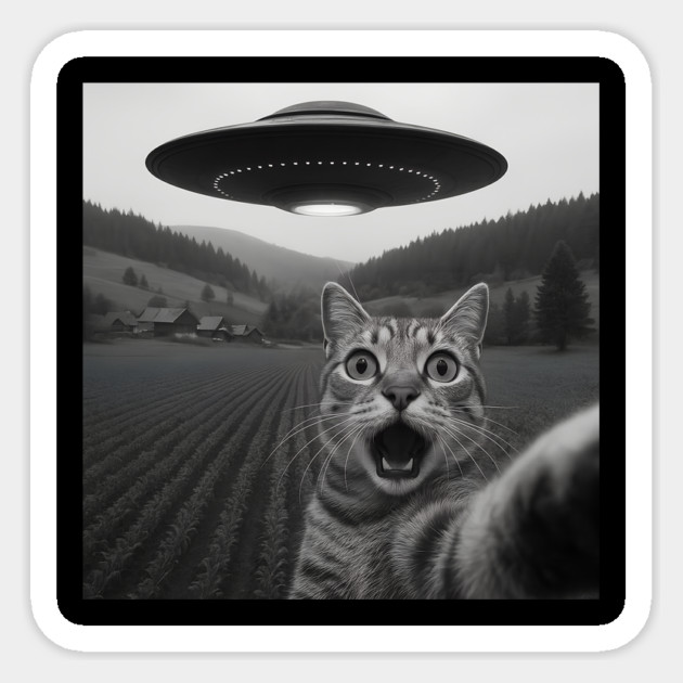 Cat Selfie UFO Sticker by The WYLD Tribe