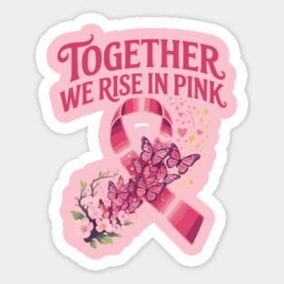 Together We Rise in Pink – Breast Cancer Awareness Butterfly Magnet