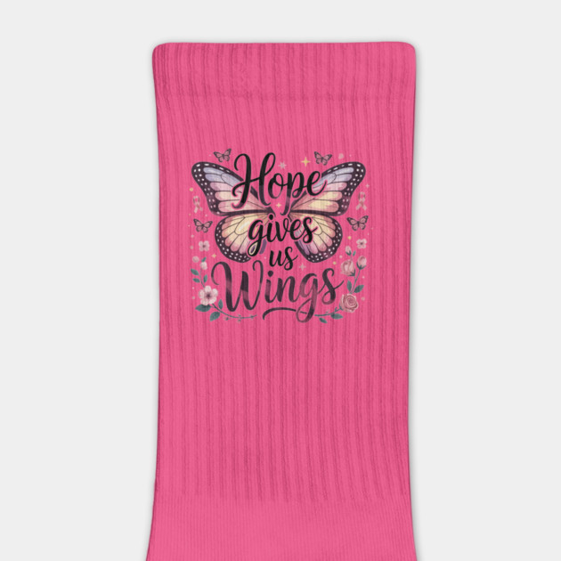 Hope Gives Us Wings Breast Cancer Awareness Pink Butterfly by ism's Store