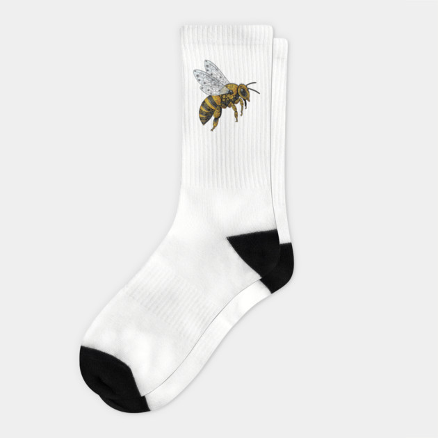 Floral Bee Design Socks by Designed By Marty