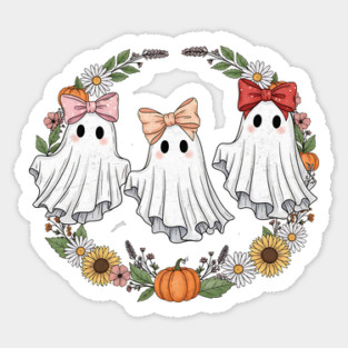 Floral Ghosts with Bows Design Magnet