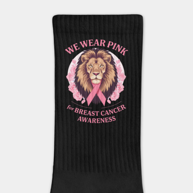 Pink Ribbon Lion We Wear Pink Breast Cancer Awareness by BirdsnStuff