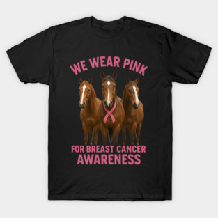 Pink Ribbon Horses Breast Cancer Awareness T-Shirt
