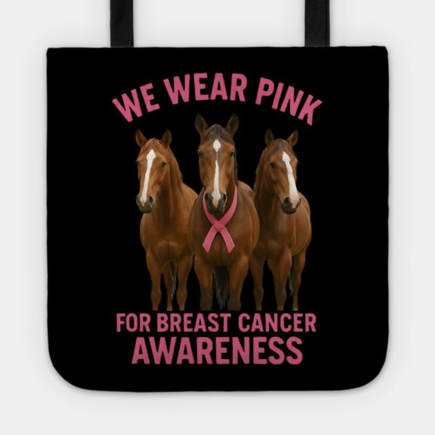 Pink Ribbon Horses Breast Cancer Awareness Tote by BirdsnStuff