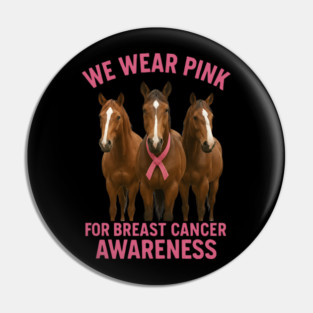 Pink Ribbon Horses Breast Cancer Awareness Pin