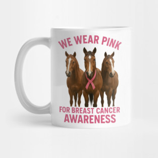 Pink Ribbon Horses Breast Cancer Awareness Mug